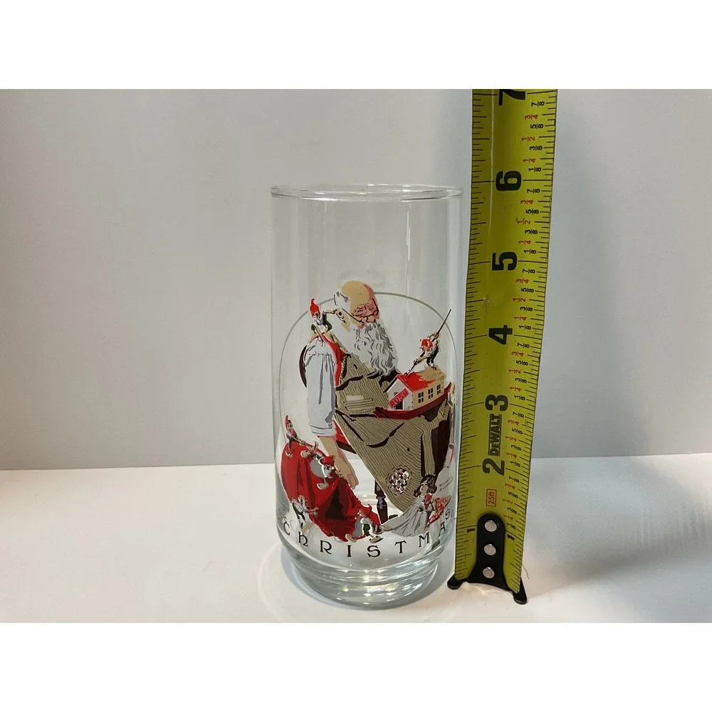 Set of 2 Coca Cola Norman‎ Rockwell Christmas Santa Glasses Vintage